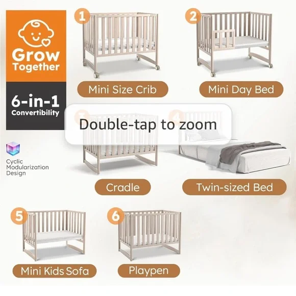 Amazing folding mini crib transforming into any baby bed - Picture 4 of 7